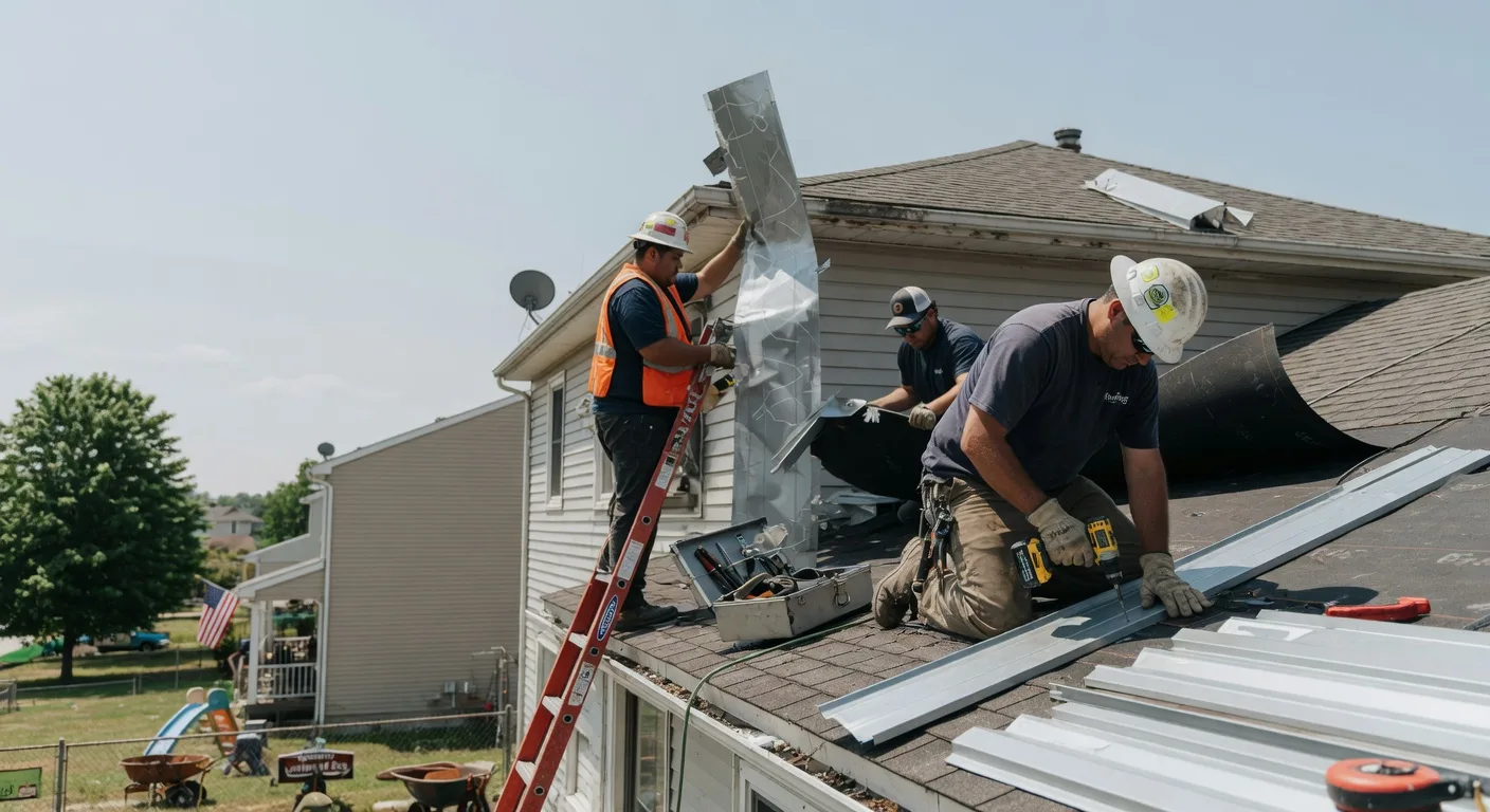 Storm Damage Metal Roof Repair in Columbus City, IA